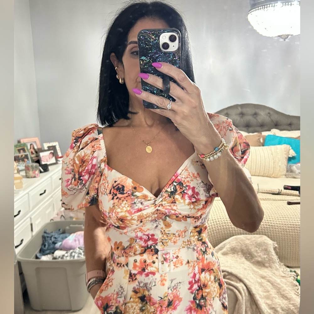 NWT Chic Floral Two Piece Pant and Top Set